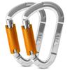 FVW Auto Locking Rock Climbing Carabiner Clips, UIAA Certified Professional 25KN (5620 lbs) Heavy Duty Caribeaners for Rappelling Swing Rescue & Gym etc, Large Carabiners, D-Shaped (silver-2pcs) view 1