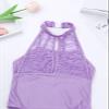Agoky Kids Girls Tank Top Cutout Back Ballet Dance Gymnastics Leotard Jumpsuit Lavender Lace Bodice 3-4 view 3
