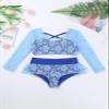 Agoky Little Big Girls Ballet Gym 2PCS Sequins Mermaid Tank Top Shorts Set Tankini Swimwear or Gymnastics Leotard Sky_Blue Lace 13-14 view 3