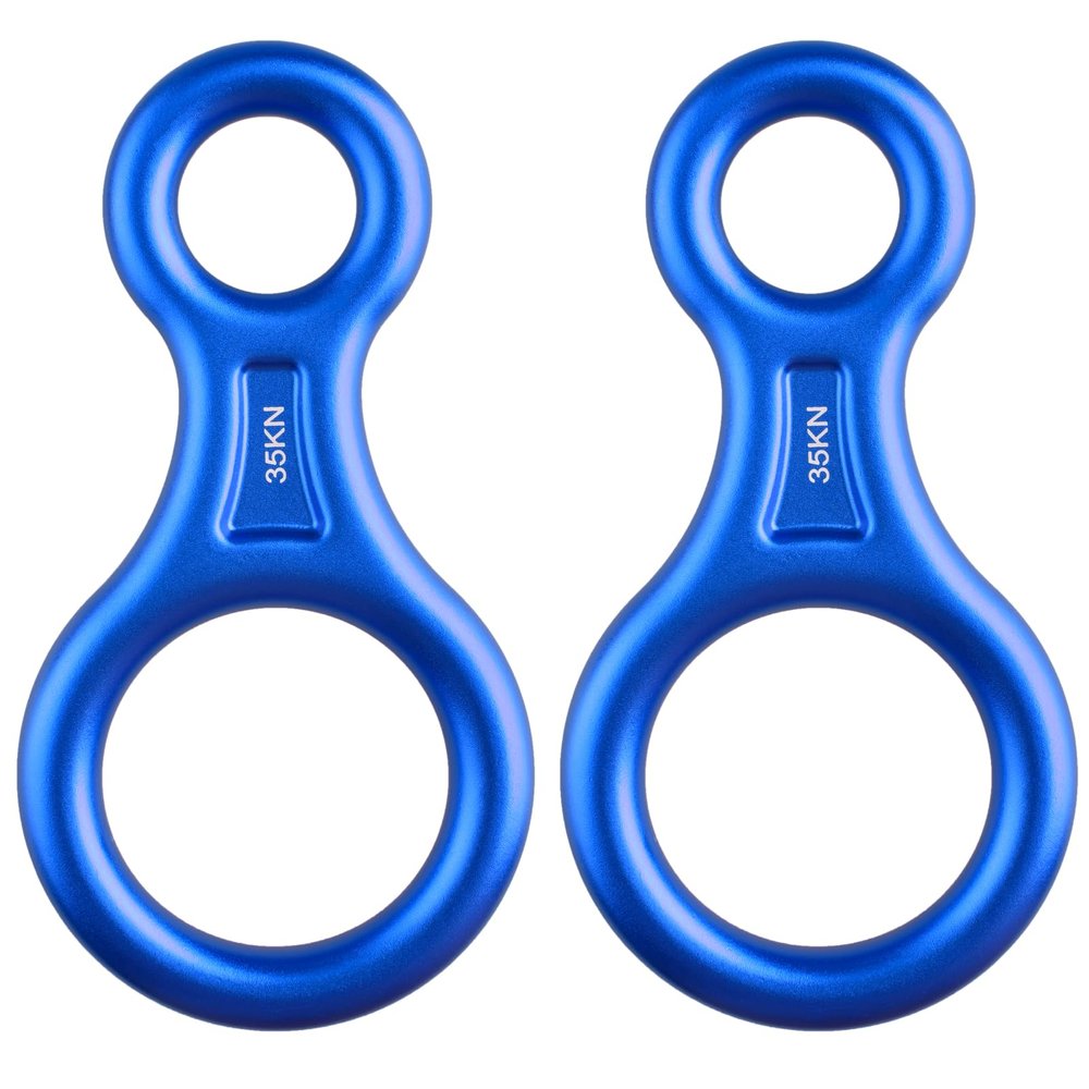 TRIWONDER 35KN Aluminum Climb Figure 8 Descender Rigging Plate Rappel Gear Downhill Equipment Heavy Duty (Blue - 2 Pack)