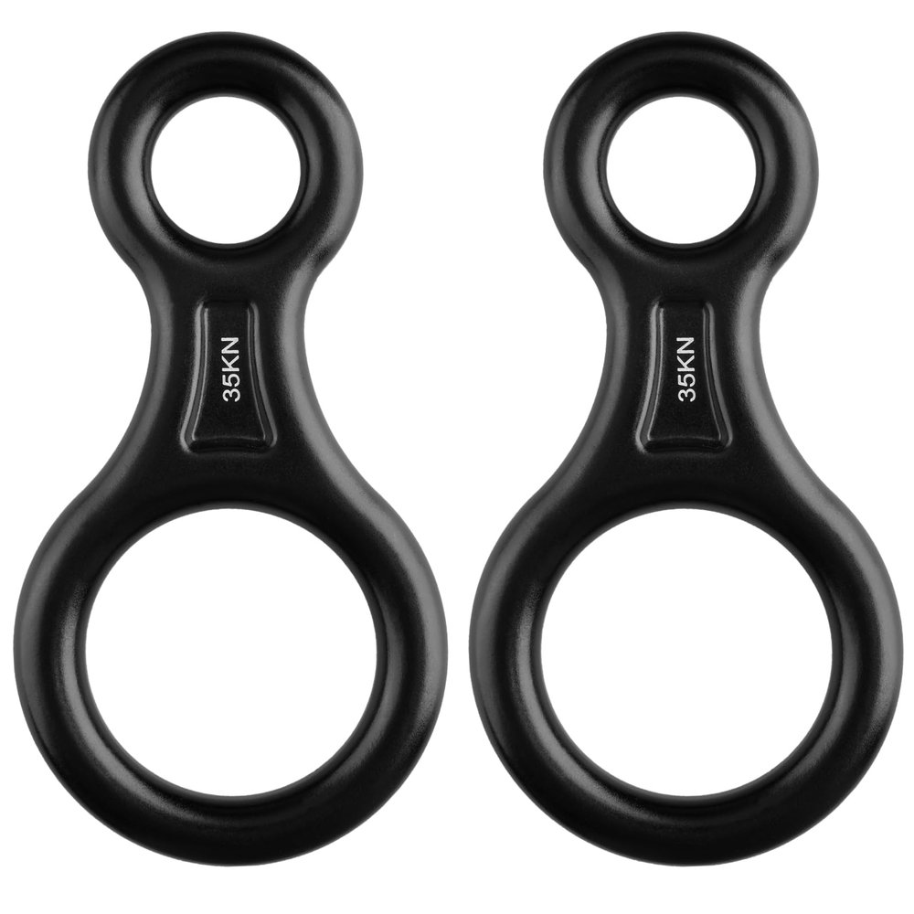 TRIWONDER 35KN Aluminum Climb Figure 8 Descender Rigging Plate Rappel Gear Downhill Equipment Heavy Duty (Black - 2 Pack)