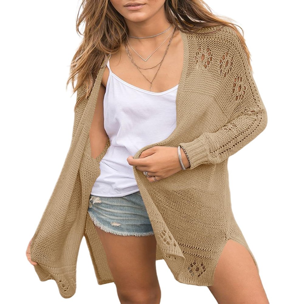 Misassy Womens Open Front Knit Sheer Cardigans Summer Boho Lightweight Long Sleeve Kimono Long Sweater