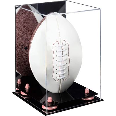 Football Display Case, Durable Clear Display Case with Mirror & Black Base, Case for Full Size Footballs, Sports Memorabilia, Collectibles, Keepsakes, (A060-PNR)