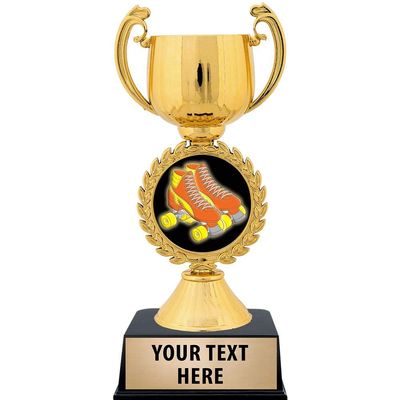 Crown Awards Personalized Roller Skating Trophy, 7.25" Gold Cup Roller Skating Trophies with Free Custom Engraving 5 Pack Prime
