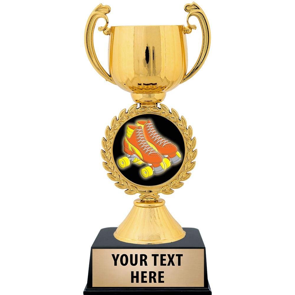 Crown Awards Personalized Roller Skating Trophy, 7.25" Gold Cup Roller Skating Trophies with Free Custom Engraving 5 Pack Prime
