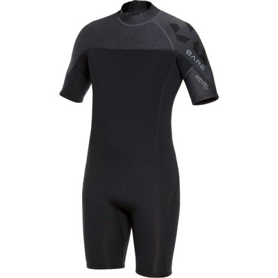 BARE 2MM Revel Men's Shorty Wetsuit | Combines Comfort and Flexibility | Made from a Blend of Neoprene and Laminate | Designed for All Watersports Including Scuba Diving and Snorkeling | Grey - ML