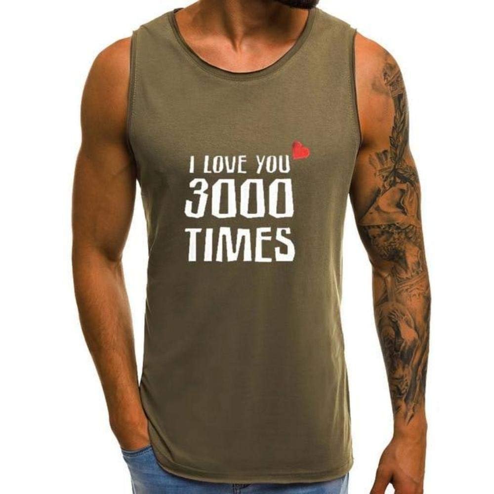 E-HOLISTIC LIFESTYLE Men's Vest Summer Sleeveless Cotton Bodybuilding Fitness Army Green