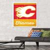 Trends International NHL Calgary Flames - Retro Logo 13 Wall Poster, 22.375" x 34", White Framed Version view 2