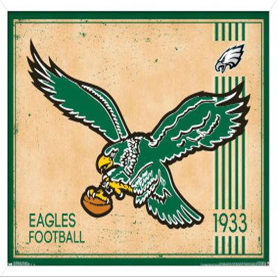 Trends International NFL Philadelphia Eagles - Retro Logo 14 Wall Poster, 22.375" x 34", White Framed Version