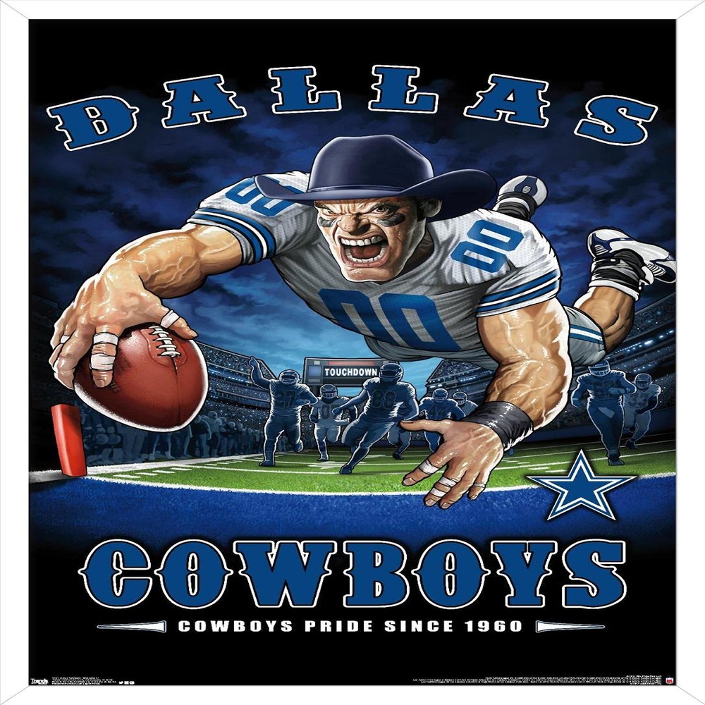 Trends International NFL Dallas Cowboys - End Zone 17 Wall Poster, 22.375" x 34", White Framed Version