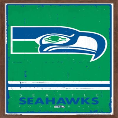 NFL Seattle Seahawks - Retro Logo 15 Wall Poster, 34L" x 22.4W", Mahogany Framed Version