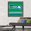 NFL Seattle Seahawks - Retro Logo 15 Wall Poster, 34L" x 22.4W", Mahogany Framed Version view 2