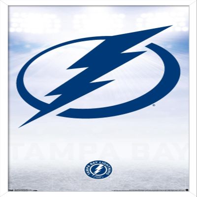 Trends International NHL Tampa Bay Lightning - Logo 17 Wall Poster, 22.375" x 34", White Framed Version