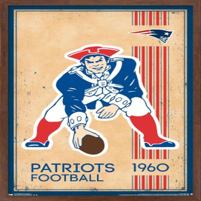 Trends International NFL New England Patriots - Retro Logo 14 Wall Poster, 22.375" x 34", Mahogany Framed Version