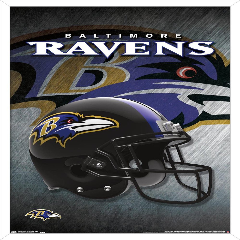 Trends International NFL Baltimore Ravens - Helmet 16 Wall Poster, 22.375" x 34", White Framed Version