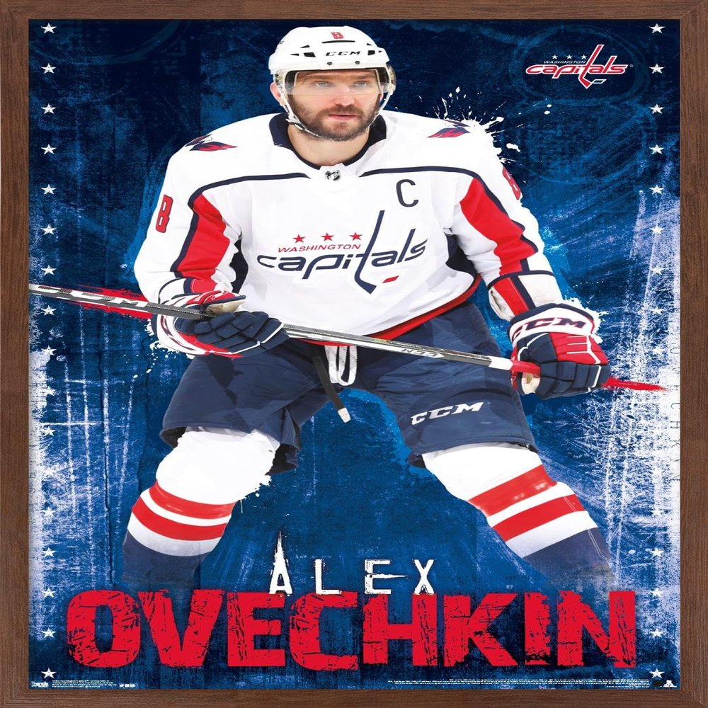 NHL Washington Capitals - Alex Ovechkin 17 Wall Poster, 34L" x 22.4W", Mahogany Framed Version