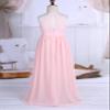 Moily Kids Girls Halter Neck Floral Lace Chiffon Maxi Dress Junior Bridesmaid Wedding Party Ball Gowns Pearl Pink 12 Years view 4