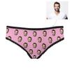 Custom Funny Face Boyfriend Husband Face Pattern Light Pink Women's Personalized Brief Panty Printed with Photo XS view 2