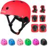 KAMUGO Kids Adjustable Helmet, with Sports Protective Gear Set Knee Elbow Wrist Pads for Toddler Age 3-8 Boys Girls, Bike Skateboard Hoverboard Scooter Rollerblading Helmet Set (Red) view 1