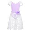 FEESHOW Girls Lace Short Sleeve Ballet Dance Leotard with Skirt Ballerina Dancewear Costumes Lavender 14 view 1