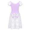 FEESHOW Girls Lace Short Sleeve Ballet Dance Leotard with Skirt Ballerina Dancewear Costumes Lavender 14 view 4