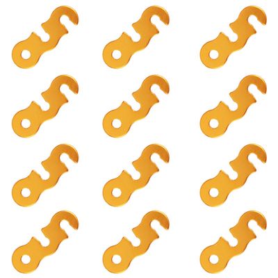 Azarxis Aluminum Alloy Paracord Tensioners Rope Adjuster, Ultralight Strong Tent Guyline Cord Adjuster Wind Rope Buckle (Gold (Three-Hole Shape) - 12 Pack)