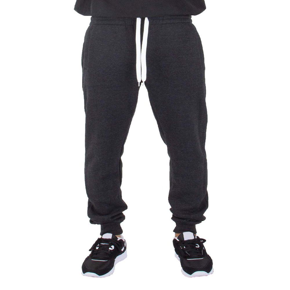 Shaka Wear Mens Joggers Sweatpants - Medium Heavy Cotton Fleece Slim Fit Full Length Casual Pants Sports Workout FJP21 H Charcoal,L