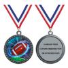 Engraved Football Silver Medal Trophy Award with Personalized Custom Text LD212-MY422 50PK view 1