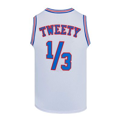 CNALLAR Youth Basketball Jersey 1/3 Tweety Space Movie Jersey 90S Shirts for Kids White (Youth Large)