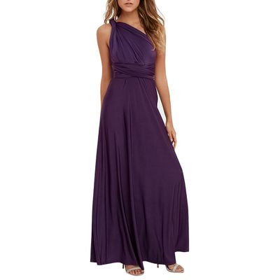 Women Transformer Evening Dress Multi-Way Wrap Dress Convertible Bridesmaid Gown Formal Party Long Dresses Dark Purple,S