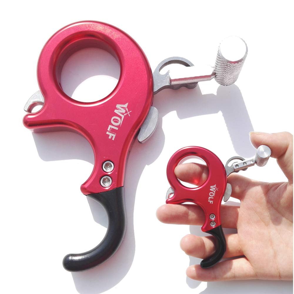Hunting Bow Release Aid 3 or 4 Finger Release Aid Compound Bow Release Grip Button Release for Archery Shooting Target Trigger (Red)