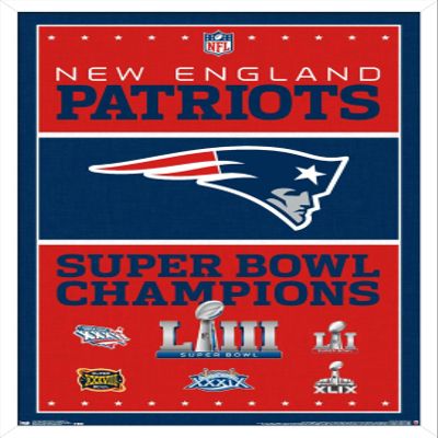 Trends International NFL New England Patriots - Champions 19 Wall Poster, 22.375" x 34", White Framed Version