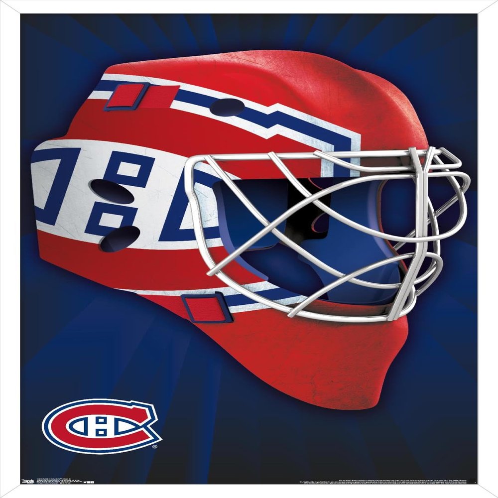Trends International NHL Montreal Canadiens - Mask 16 Wall Poster, 22.375" x 34", White Framed Version