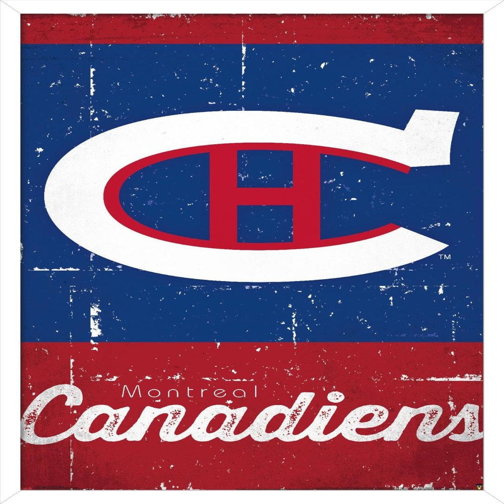 Trends International NHL Montreal Canadiens - Retro Logo 13 Wall Poster, 22.375" x 34", White Framed Version