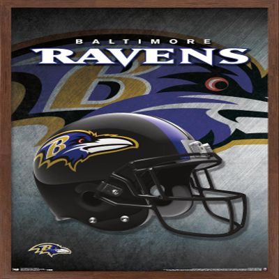 Trends International NFL Baltimore Ravens - Helmet 16 Wall Poster, 22.375" x 34", Mahogany Framed Version