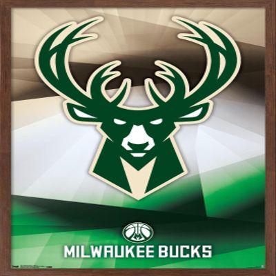 Trends International NBA Milwaukee Bucks - Logo 16 Wall Poster, 22.375" x 34", Mahogany Framed Version