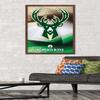 Trends International NBA Milwaukee Bucks - Logo 16 Wall Poster, 22.375" x 34", Mahogany Framed Version view 2