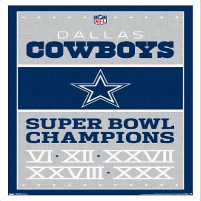 Trends International NFL Dallas Cowboys - Champions 13 Wall Poster, 22.375" x 34", White Framed Version