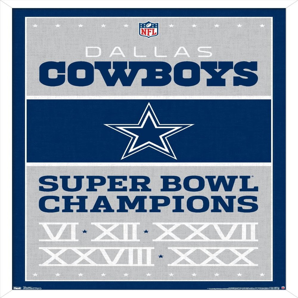 Trends International NFL Dallas Cowboys - Champions 13 Wall Poster, 22.375" x 34", White Framed Version