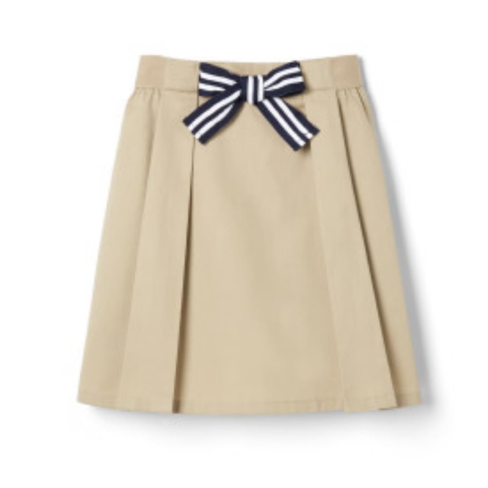 French Toast Girls 4-20 Pull-On Twill Scooter with Striped Bow (Khaki, 10)