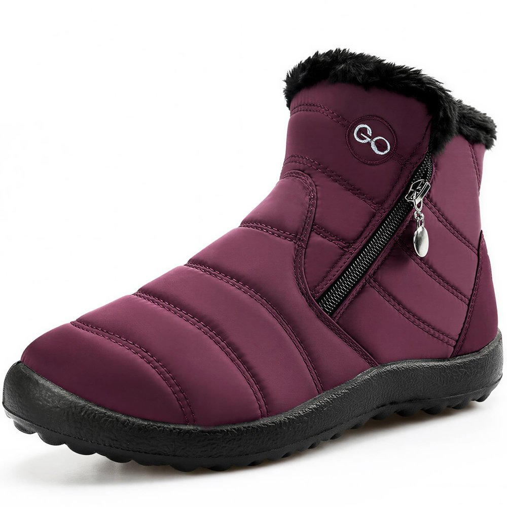 HARENCE Snow Boots for Women Winter Boot with Comfortable Warm Fur Lined Ankle Booties Outdoor Slip On Waterproof Short Boots