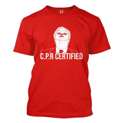 CPR Certified - Dwight Dummy Face Men's T-Shirt (Red, Small)