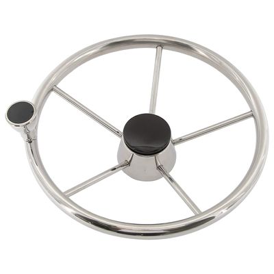 NovelBee 5 Spoke Dia.13-1/2" Stainless Steel Boat Steering Wheel with Control Knob and Cap