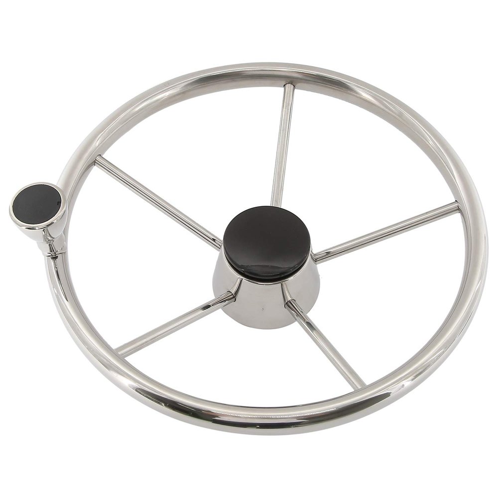 NovelBee 5 Spoke Dia.13-1/2" Stainless Steel Boat Steering Wheel with Control Knob and Cap