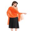 Baoqiya Women's Shawls and Wraps for Evening Dress Chiffon Shawl Soft Elegant Silky Pashmina Wedding Bridal Scarf(TangerineRed, 79"19") view 2