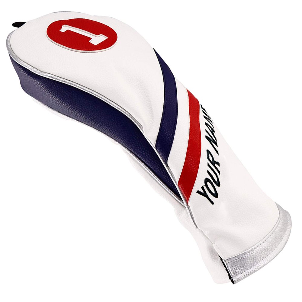 Craftsman Golf Personized Custom Red White Blue Pu Leather Stripes Driver Headcover #1 for All Brands Callaway Big Bertha Cobra Taylormade Ping Mizuno Etc. (Custom Driver Cover)