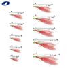 10Packs 6 Hook/Set Fishing Rigs White & Red Feather Fishskin String Hook Fishing Lure Saltwater Freshwater Bait Rig Tanckle 2/0#1/0#1#2#4#6#8#10# (red, 5#) view 2