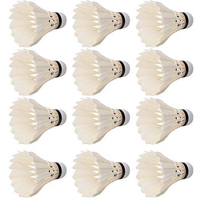 VGEBY1 White Shuttlecocks, 12 Pcs Duck Feather Badminton Balls for Training Practicing Competition