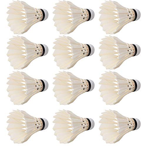 VGEBY1 White Shuttlecocks, 12 Pcs Duck Feather Badminton Balls for Training Practicing Competition