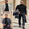 COOFANDY Men's Slim Fit Turtleneck Sweater Casual Knitted Twisted Pullover Solid Sweaters A-Black Medium view 2
